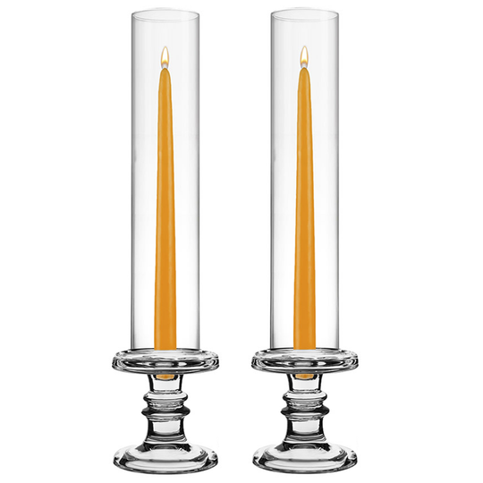 Pack of 12 Sets Clear Glass Candle Holder & Top Fitment Tubes Combo Holder H-4.5" D-4.5", Tube H-14" D-2.5"