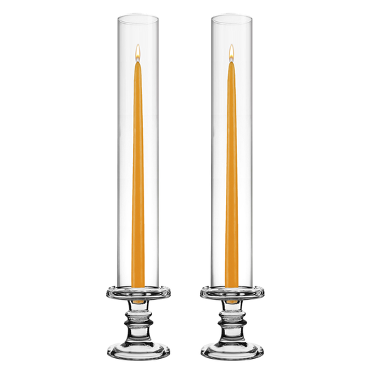 Pack of 12 Sets Clear Glass Candle Holder & Top Fitment Tubes Combo Holder H-4.5" D-4.5", Tube H-18" D-2.5"