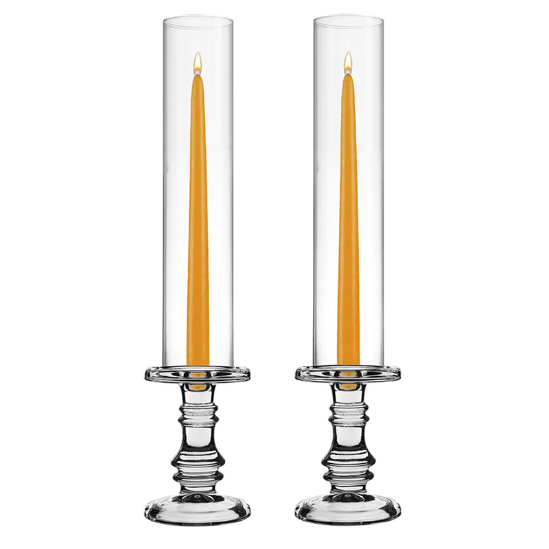 Pack of 12 Sets Clear Glass Candle Holder & Top Fitment Tubes Combo Holder H-6.25" D-4.5", Tube H-14" D-2.5"