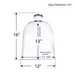 Clear Glass Cloche Bell Jar D-12" H-16" - Pack of 2 PCS - Modern Vase and Gift