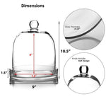 Clear Glass Cloche Bell Jar with Glass Plate D-8.75" H-11" - Pack of 2 PCS - Modern Vase and Gift