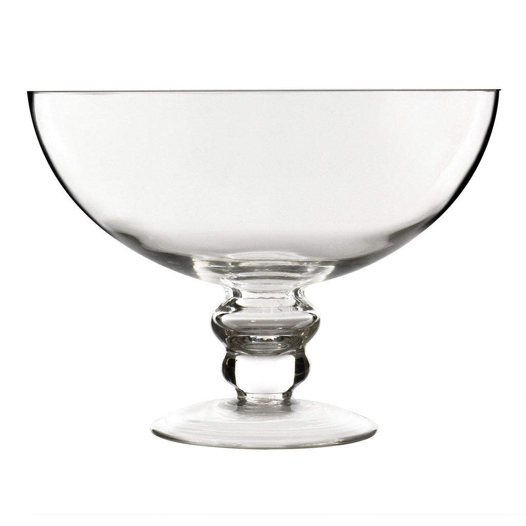 Clear Glass Large Footed Bowl D-12" H-8.5" - Pack of 4 PCS - Modern Vase and Gift