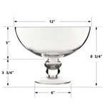 Clear Glass Large Footed Bowl D-12" H-8.5" - Pack of 4 PCS - Modern Vase and Gift