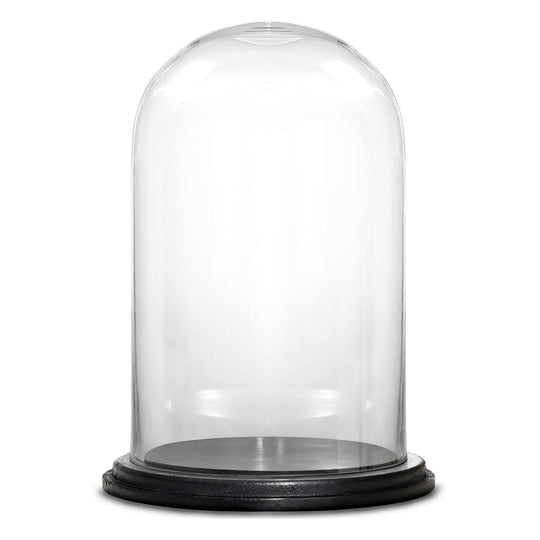 1 PC  Clear Glass Cloche Dome with Wood Base D-13" H-20"