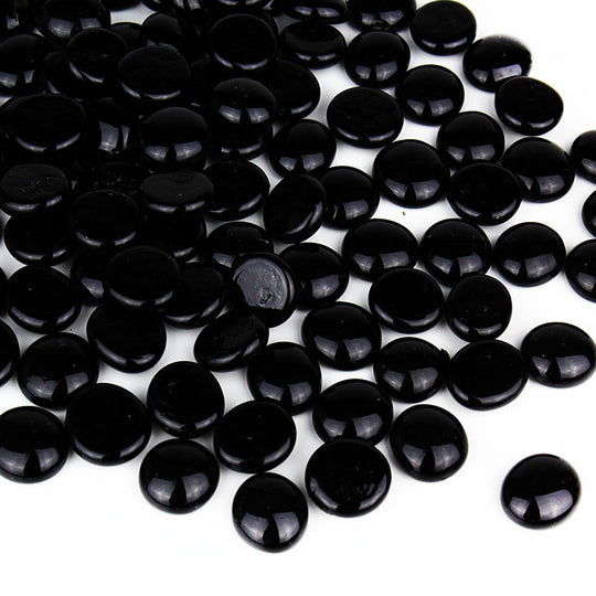 Pack of 30 LBS Black Glass Vase Filler for home decor Beads Flat Gem Stone D-0.6"