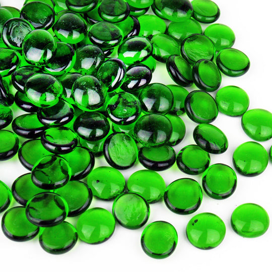 Pack of 30 LBS Green Glass Vase Filler for home  decor Beads Flat Gem Stone D-0.6"