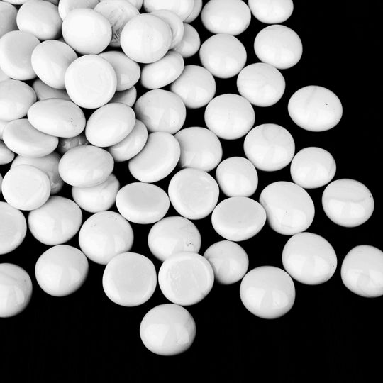 Pack of 30 LBS White Glass Vase Filler for home  decor Beads Flat Gem Stone D-0.6"