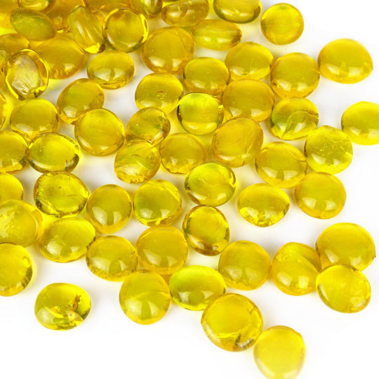 Pack of 30 LBS Yellow Glass Vase Filler for home  decor Beads Flat Gem Stone D-0.6"