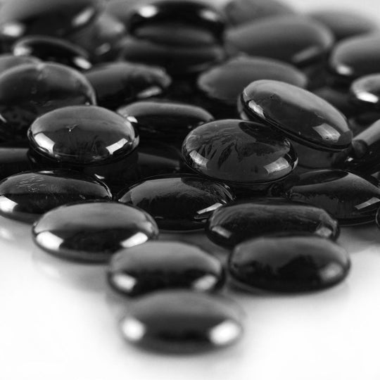 Pack of 40 LBS Black Glass Vase Filler for home decor Beads Flat Gem Stone D-1"