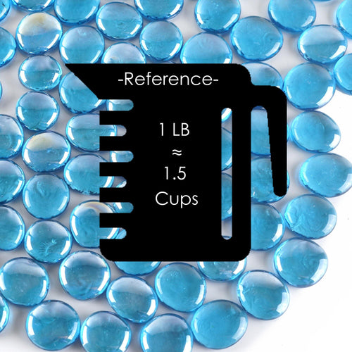 Light Blue Glass Vase Filler Flat Gem Stone D-1" - Pack of 44 LBS - Modern Vase and Gift