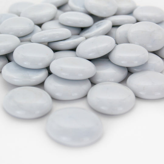 Pack of 40 LBS White Glass Vase Filler for home decor Beads Flat Gem Stone D-1"