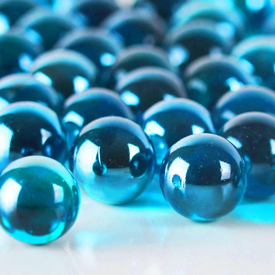 Pack of 40 LBS Light Blue Glass Vase Filler Large Round Marble D-0.87"