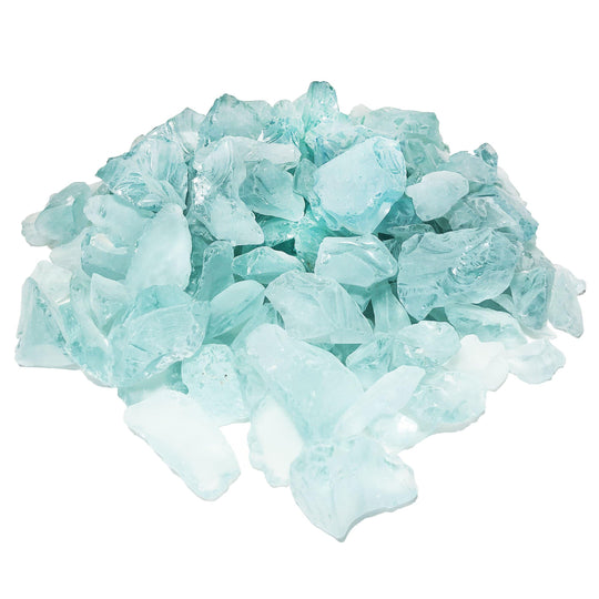 Pack of 40 LBS Frosted Light Blue Glass Vase Filler Large Sea Glass D-2"-3"
