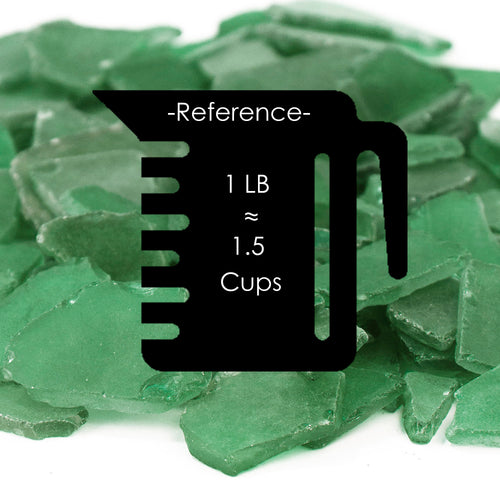 20 LBS Frosted Dark Green Flat Sea Glass 0.5"-2"
