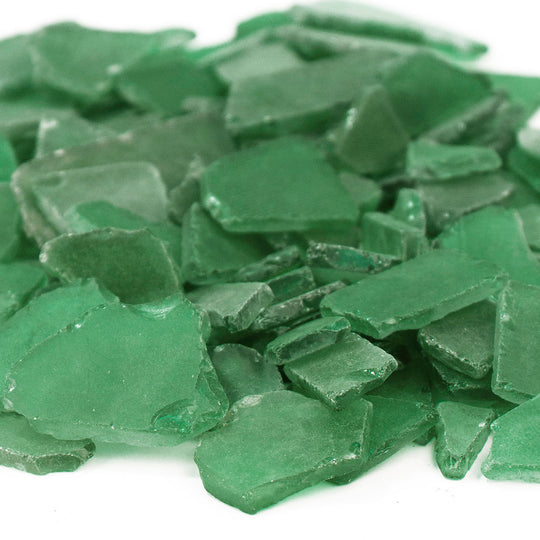 20 LBS Frosted Dark Green Flat Sea Glass 0.5"-2"