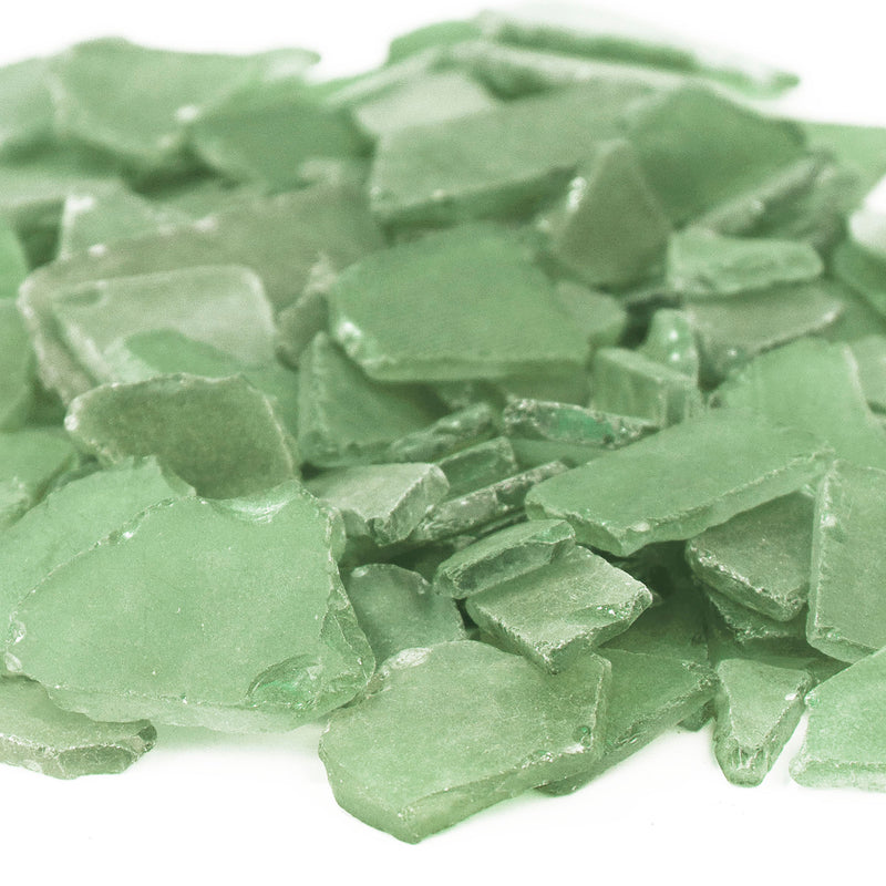 18 LBS Frosted Green Flat Sea Glass 0.5"-2"