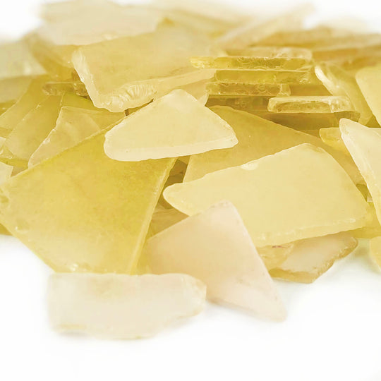 20 LBS Frosted Light Yellow Flat Sea Glass 0.5"-2"