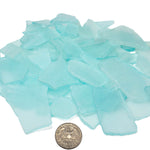 18 LBS Frosted Light Teal Blue Flat Sea Glass 0.5"-2"