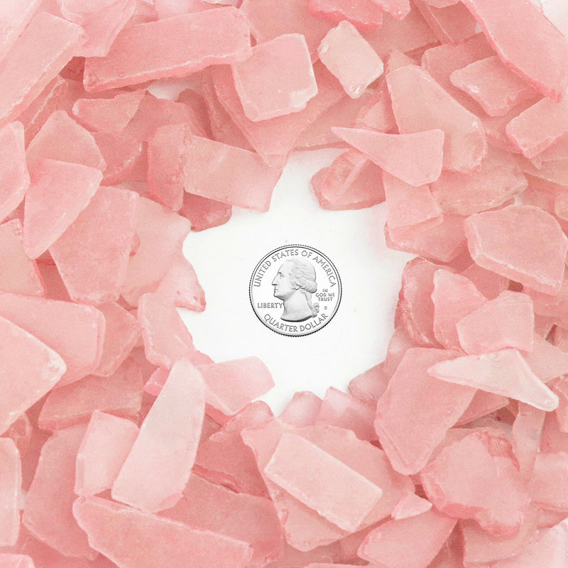 18 LBS Frosted Pink Flat Sea Glass 0.5"-2"