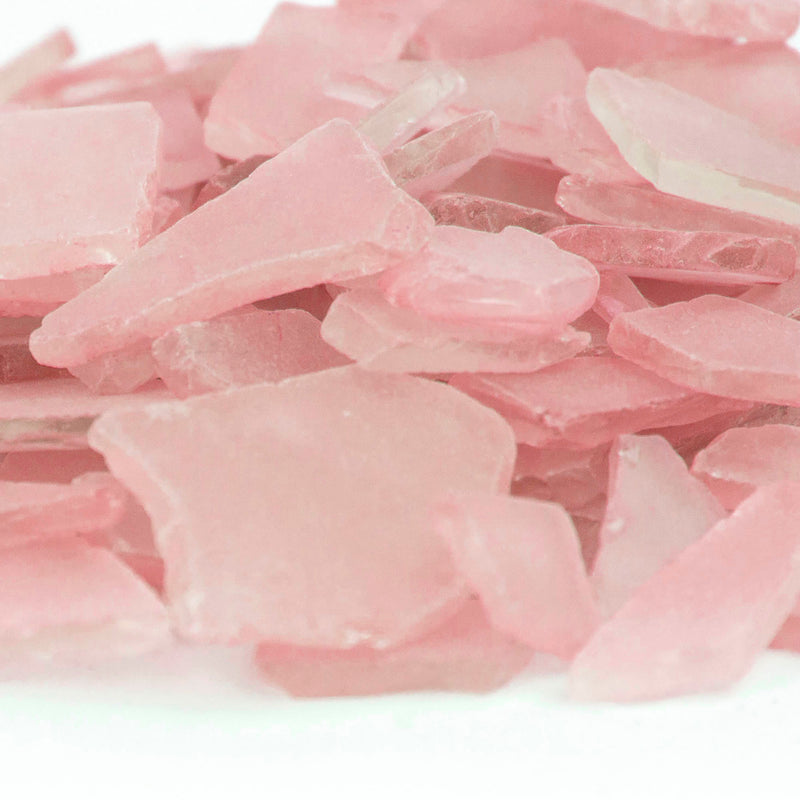 18 LBS Frosted Pink Flat Sea Glass 0.5"-2"