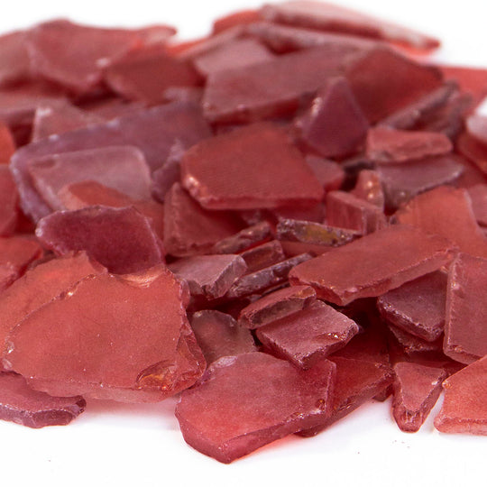 20 LBS Frosted Red Flat Sea Glass 0.5"-2"