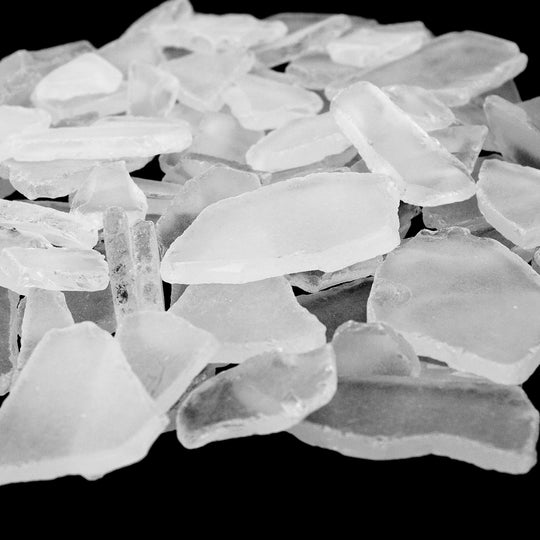 20 LBS Frosted Clear Flat Sea Glass 0.5"-2"
