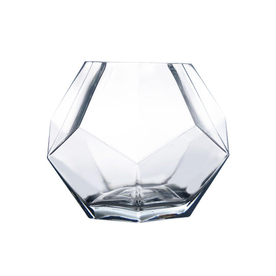 12 PCS Clear Glass Geometric Vase O-3.25" D-6"