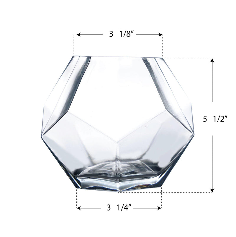Clear Glass Gemometric Vase O-3.25" D-6" - Pack of 12 PCS - Modern Vase and Gift