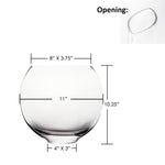 Clear Glass Moon Shaped Oval Flat Display Bowl Vase H-10.25" W-11" Pack of 4 PCS 