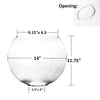 Clear Glass Moon Shaped Oval Flat Display Bowl Vase H-11.75" W-14" Pack of 2 PCS