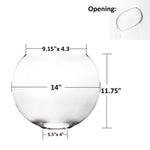 Clear Glass Moon Shaped Oval Flat Display Bowl Vase H-11.75" W-14" Pack of 2 PCS