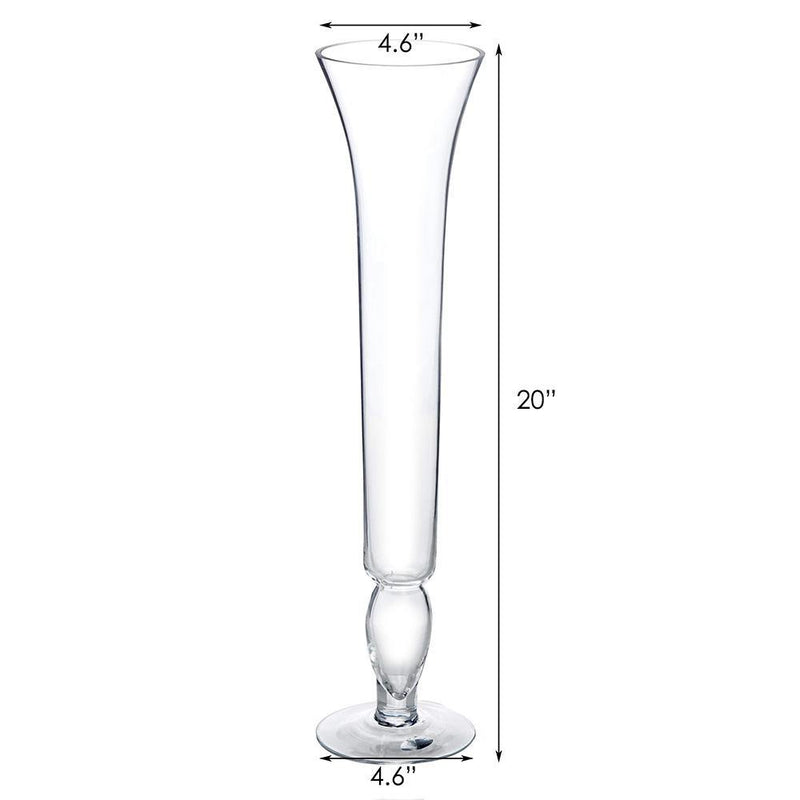 Clear Glass Flare Trumpet Vase D-4.5" H-20" - Pack of 12 PCS - Modern Vase and Gift