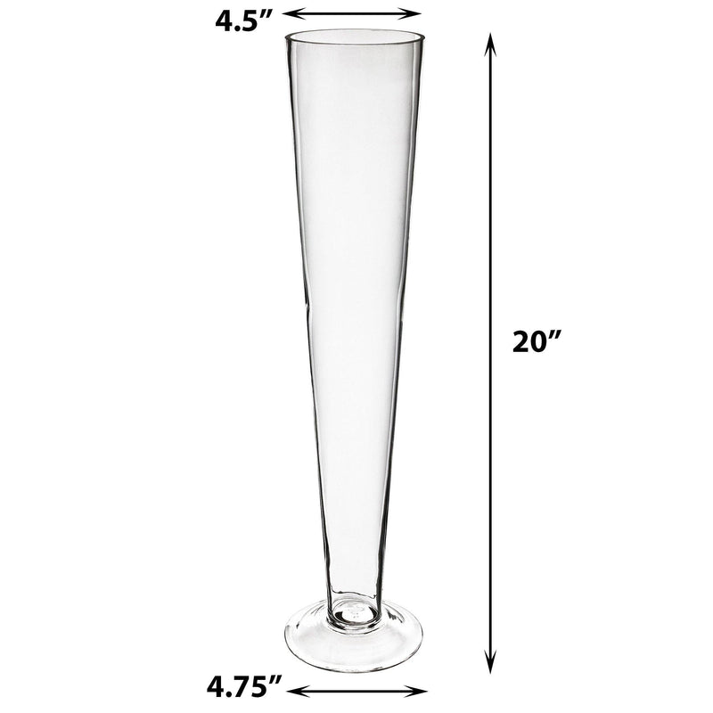 Clear Glass Trumpet Vase D-4.5" H-20" - Pack of 12 PCS - Modern Vase and Gift