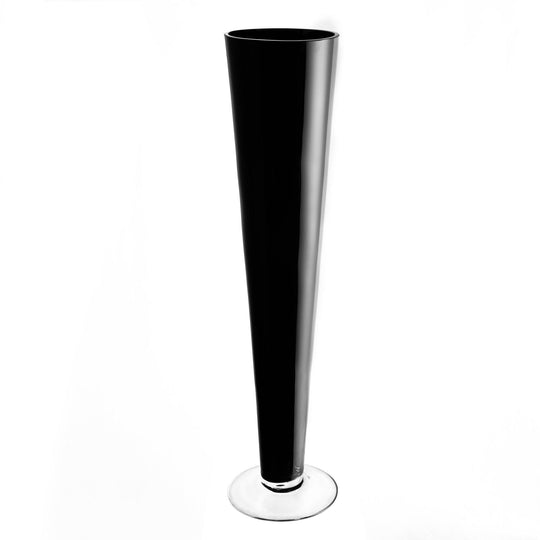 Pack of 12 PCS Black Glass Trumpet Vase D-4.5" H-20"