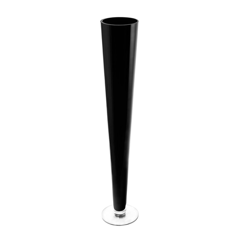 Black Glass Trumpet Vase D-4.5" H-28" - Pack of 6 PCS - Modern Vase and Gift