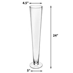 Clear Glass Trumpet Vase D-4.5" H-24" - Pack of 12 PCS - Modern Vase and Gift