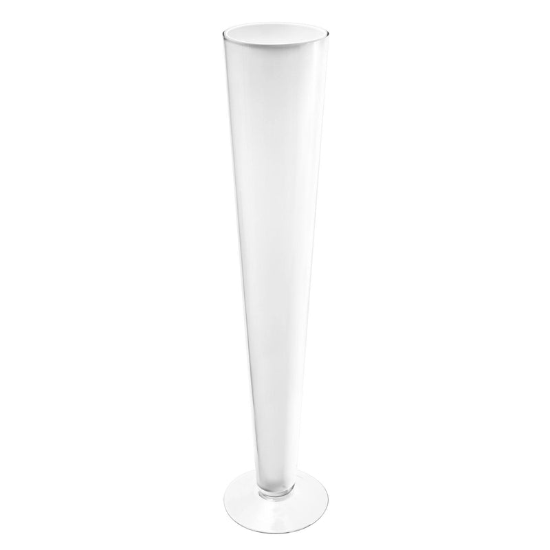 White Glass Trumpet Vase D-4.5" H-24" - Pack of 12 PCS - Modern Vase and Gift