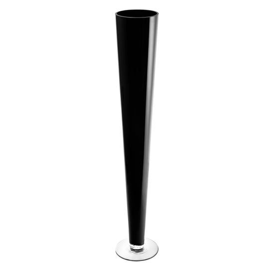 6 PCS Black Glass Trumpet Vase D-4.5" H-32"