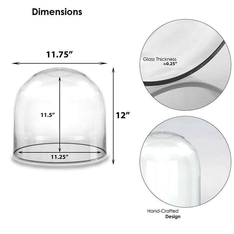 Clear Glass Cloche Dome D-12" H-12" - Pack of 1 PC - Modern Vase and Gift