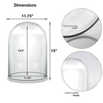 Clear Glass Cloche Dome D-12" H-15" - Pack of 1 PC - Modern Vase and Gift