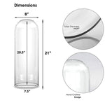 Clear Glass Cloche Dome D-8.5" H-21" - Pack of 1 PC - Modern Vase and Gift