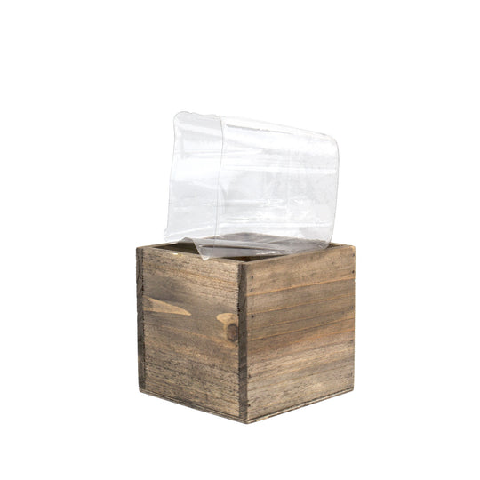 48 PCS Wood Cube 4" x 4" Planter Box with Plastic Liner