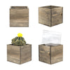 Natural Wooden Cube Plant Box with Plastic Liner 4 Inches Each Side - Pack of 48 PCS - Modern Vase and Gift