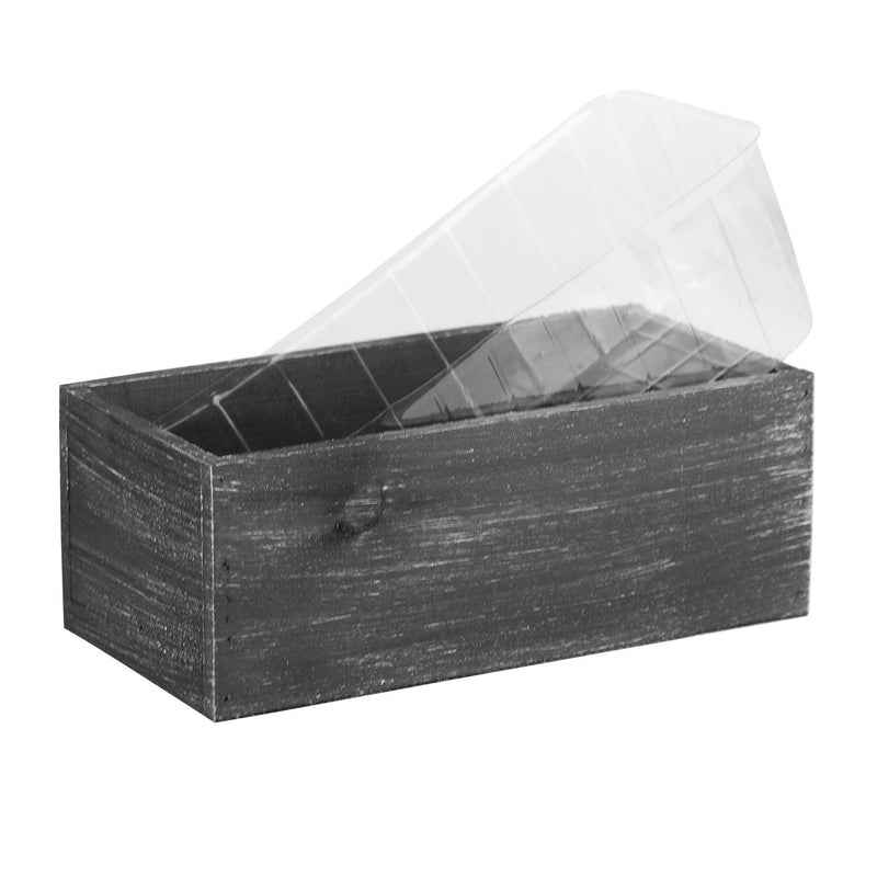 plastic planter box liner 12 pcs Rectangle 4" x 10" x 5" Planter Wood Box with Plastic Liner, 4 Colors Option