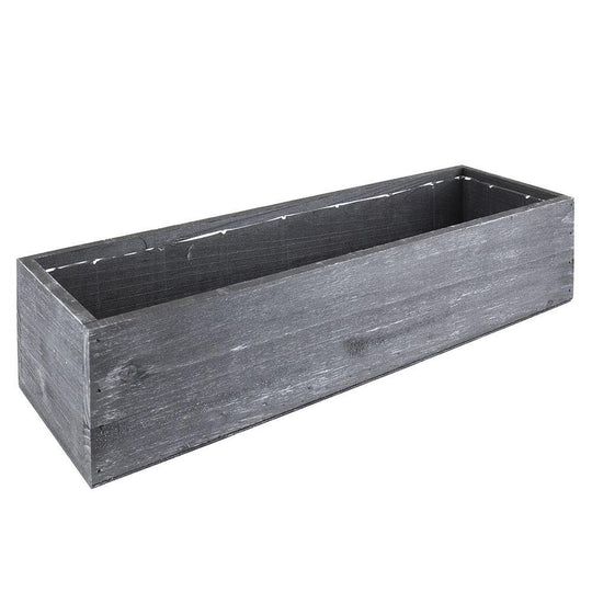 12 PCS Black Wooden Plant Box with Plastic Liner O-17"X5" H-4"