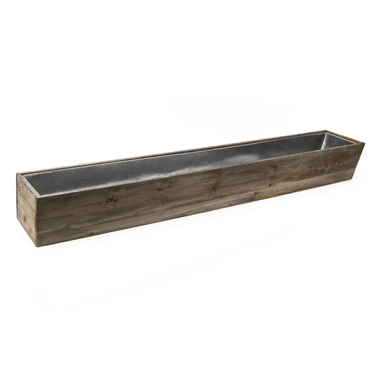 Pack of 4 PCS Natural Wooden Rectangle Plant Box with Zinc Metal Liner O-4"X34" H-4"