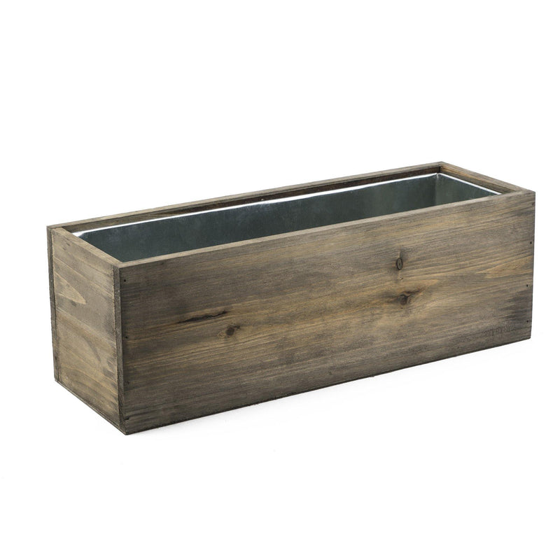 Natural Wooden Rectangle Plant Box with Zinc Metal Liner O-5"X15" H-5" - Pack of 8 PCS - Modern Vase and Gift