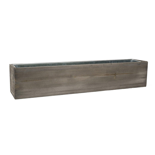 Pack of 4 PCS Natural Wooden Rectangle Plant Box with Zinc Metal Liner O-6"X30" H-6"