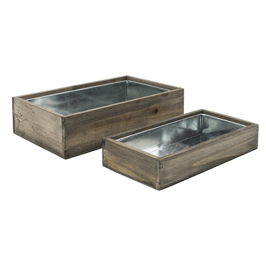 Pack of 12 PCS Natural Wooden Rectangle Plant Box Set 5"X10"X2"&7"X12"X3"