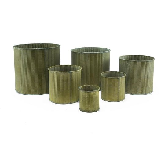 Pack of 12 SETS Rustic Steel Zinc Metal Cylinder Planter Vases Set of 6